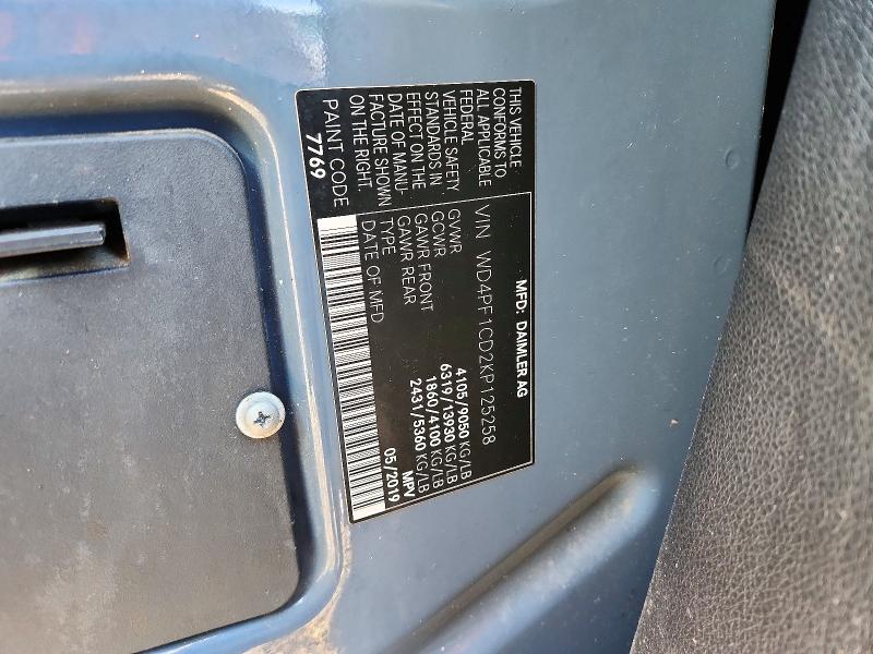2019 Mercedes-benz Sprinter მანქანა იყიდება აუქციონზე, vin: WD4PF1CD2KP125258, აუქციონის ნომერი: 71728446