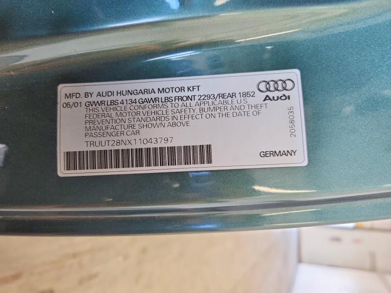 Продаж на аукціоні авто 2001 Audi Tt, vin: TRUUT28NX11043797, номер лоту: 71247886