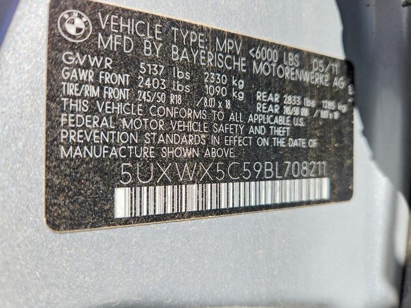 2011 Bmw X3 მანქანა იყიდება აუქციონზე, vin: 5UXWX5C59BL708211, აუქციონის ნომერი: 71319636