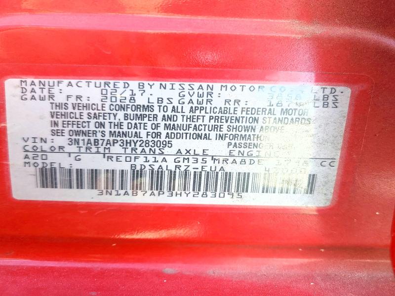 Aukcja sprzedaży 2017 Nissan Sentra, vin: 3N1AB7AP3HY283095, numer aukcji: 71292876