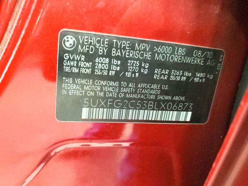 71487026 :رقم المزاد ، 5UXFG2C53BLX06873 vin ، 2011 Bmw X6 مزاد بيع