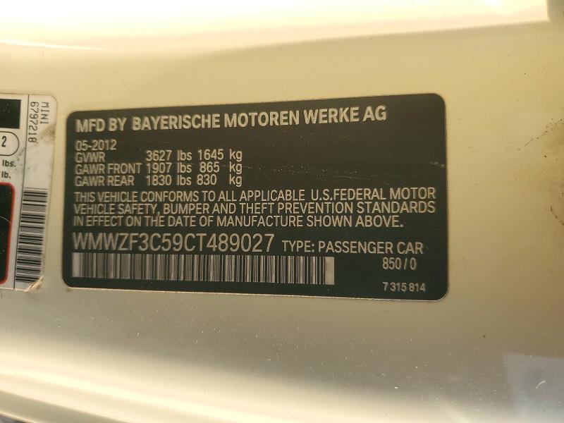 Продаж на аукціоні авто 2012 Mini Cooper, vin: WMWZF3C59CT489027, номер лоту: 73502896