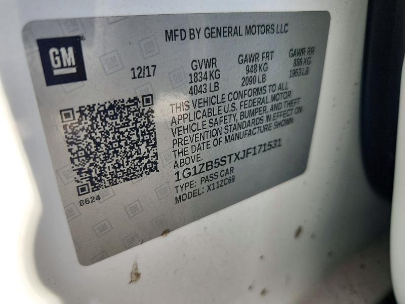 Продажа на аукционе авто 2018 Chevrolet Malibu, vin: 1G1ZB5STXJF171531, номер лота: 72683016