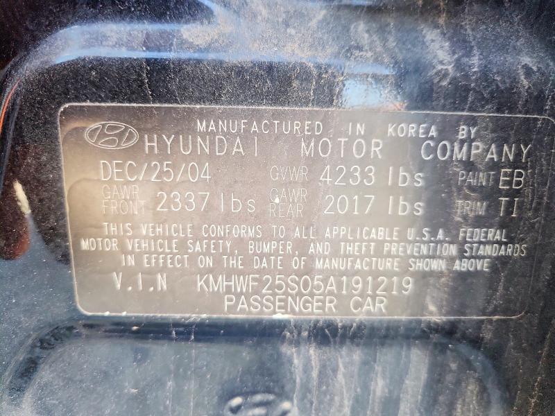 71760726 :رقم المزاد ، KMHWF25S05A191219 vin ، 2005 Hyundai Sonata مزاد بيع