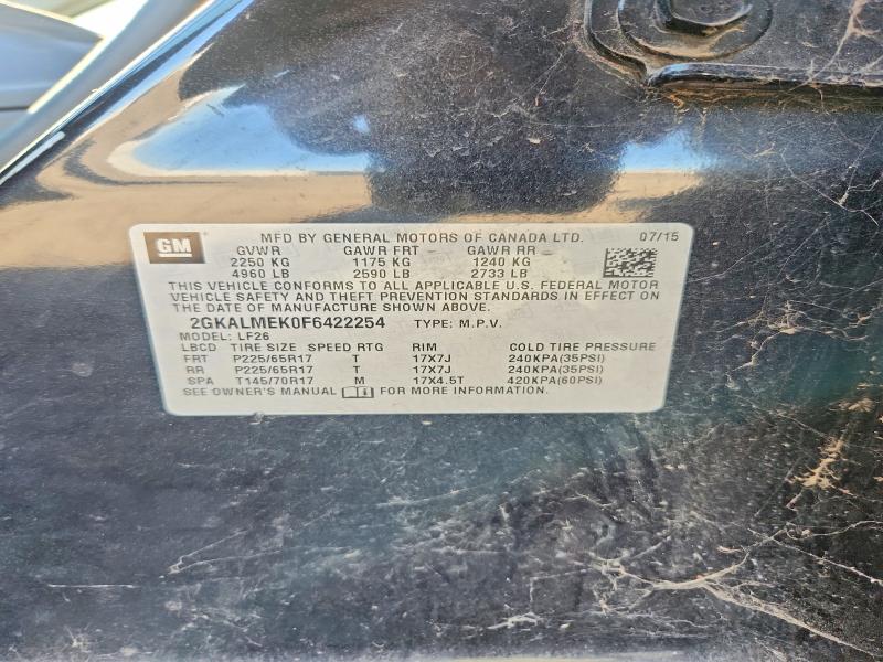 2015 Gmc Terrain მანქანა იყიდება აუქციონზე, vin: 2GKALMEK0F6422254, აუქციონის ნომერი: 71809026