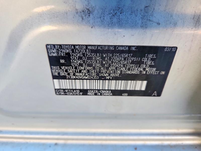 Продажа на аукционе авто 2010 Toyota Rav4, vin: 2T3DK4DV0AW024353, номер лота: 71425276