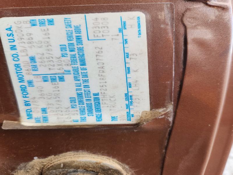 Продаж на аукціоні авто 1985 Ford F250, vin: 1FTHF2518FPA07762, номер лоту: 73674266