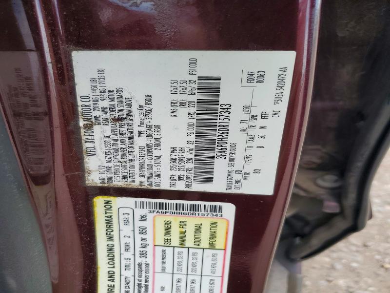 2013 Ford Fusion მანქანა იყიდება აუქციონზე, vin: 3FA6P0HR6DR157343, აუქციონის ნომერი: 71470916