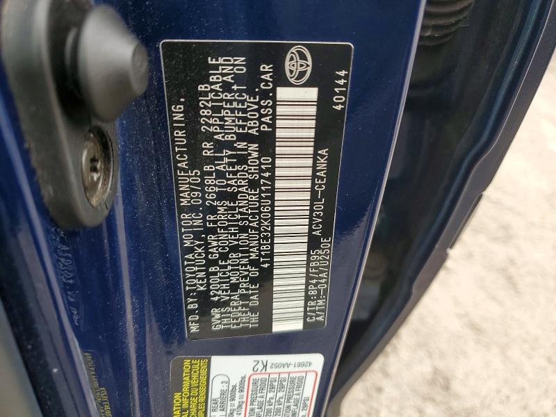 Aukcja sprzedaży 2006 Toyota Camry, vin: 4T1BE32K06U117410, numer aukcji: 71420286