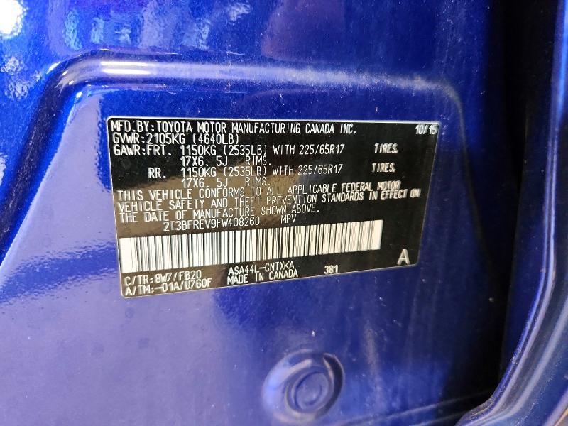 Aukcja sprzedaży 2015 Toyota Rav4, vin: 2T3BFREV9FW408260, numer aukcji: 71905586