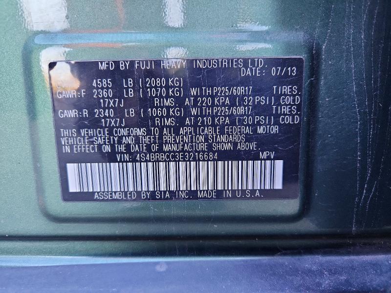 Продаж на аукціоні авто 2014 Subaru Outback, vin: 4S4BRBCC3E3216684, номер лоту: 69537116