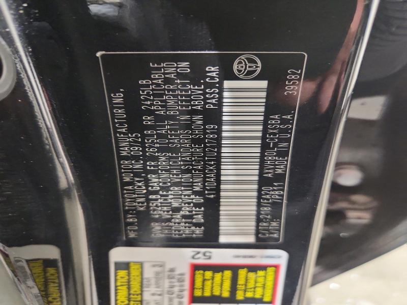 2026 Toyota Camry მანქანა იყიდება აუქციონზე, vin: 4T1DAACK4TU217819, აუქციონის ნომერი: 71844126