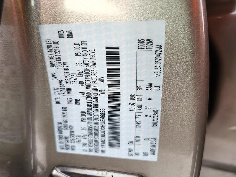 Aukcja sprzedaży 2017 Ford Escape, vin: 1FMCU0JD3HUE46856, numer aukcji: 72616586