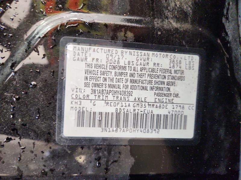Aukcja sprzedaży 2017 Nissan Sentra, vin: 3N1AB7AP0HY408392, numer aukcji: 72684326