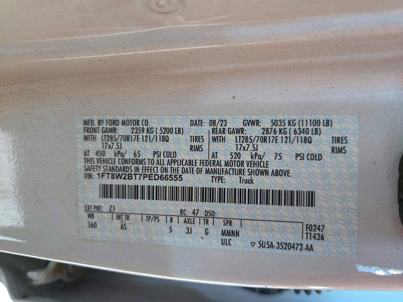 2023 Ford F250 მანქანა იყიდება აუქციონზე, vin: 1FT8W2BT7PED66555, აუქციონის ნომერი: 72619006