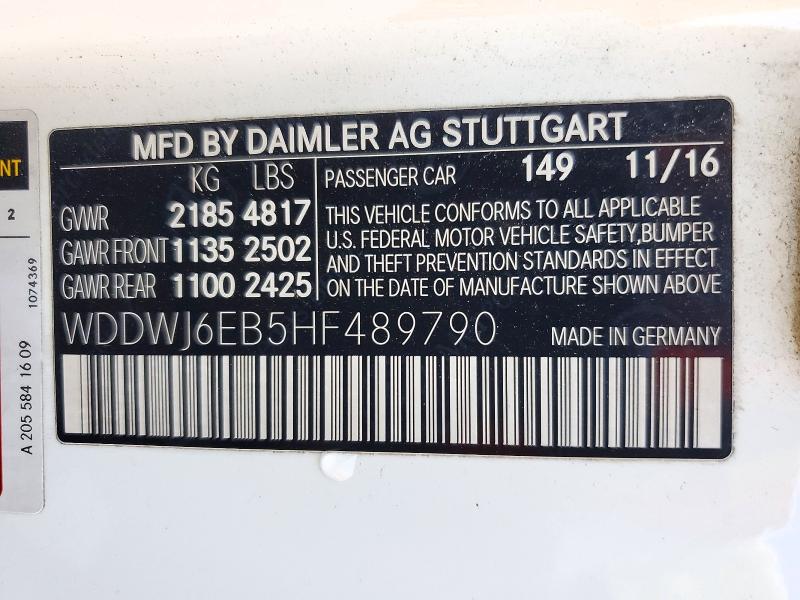 Продажа на аукционе авто 2017 Mercedes-benz C, vin: WDDWJ6EB5HF489790, номер лота: 72742956
