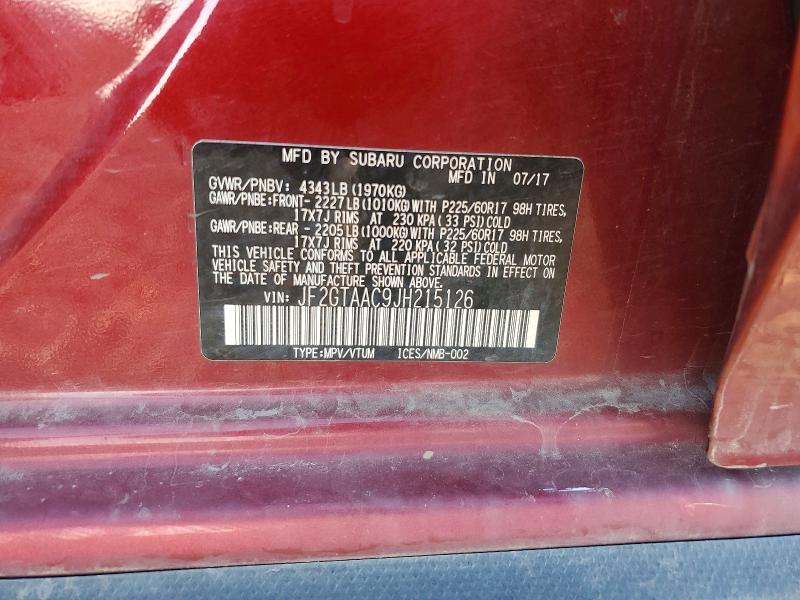 2018 Subaru Crosstrek მანქანა იყიდება აუქციონზე, vin: JF2GTAAC9JH215126, აუქციონის ნომერი: 73628806