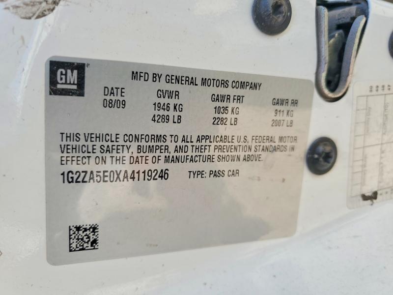 2010 Pontiac G6 მანქანა იყიდება აუქციონზე, vin: 1G2ZA5E0XA4119246, აუქციონის ნომერი: 62906586