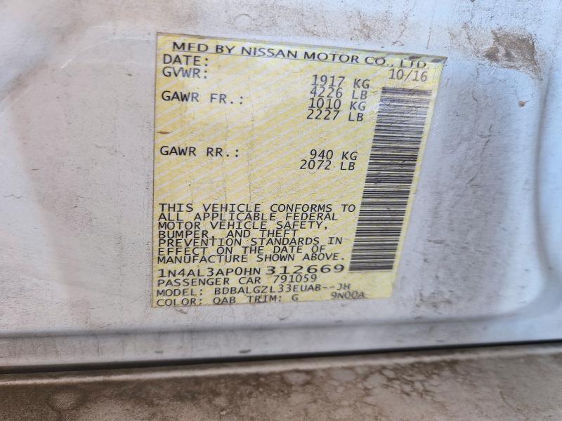 Продаж на аукціоні авто 2017 Nissan Altima, vin: 1N4AL3AP0HN312669, номер лоту: 72431016