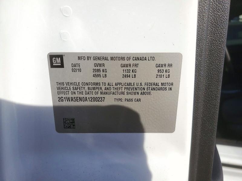 Aukcja sprzedaży 2010 Chevrolet Impala, vin: 2G1WA5EN0A1200237, numer aukcji: 73385816
