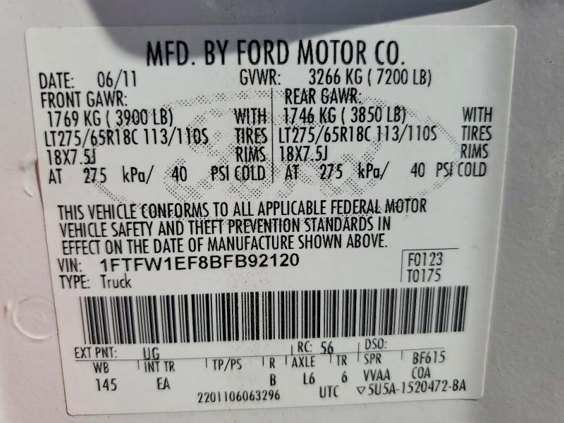 Продаж на аукціоні авто 2011 Ford F150, vin: 1FTFW1EF8BFB92120, номер лоту: 71579086