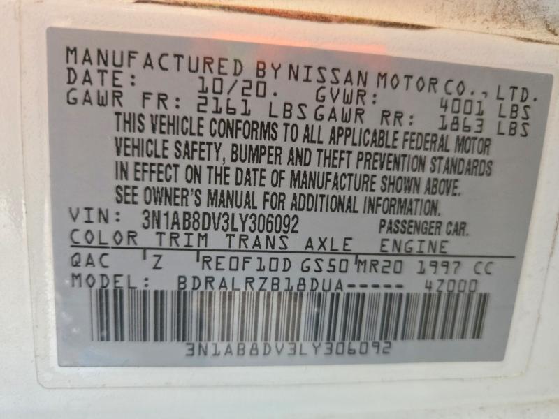 Продаж на аукціоні авто 2020 Nissan Sentra, vin: 3N1AB8DV3LY306092, номер лоту: 71399626