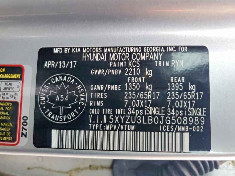 Продажа на аукционе авто 2018 Hyundai Santa Fe Sport, vin: 5XYZU3LB0JG508989, номер лота: 71360336