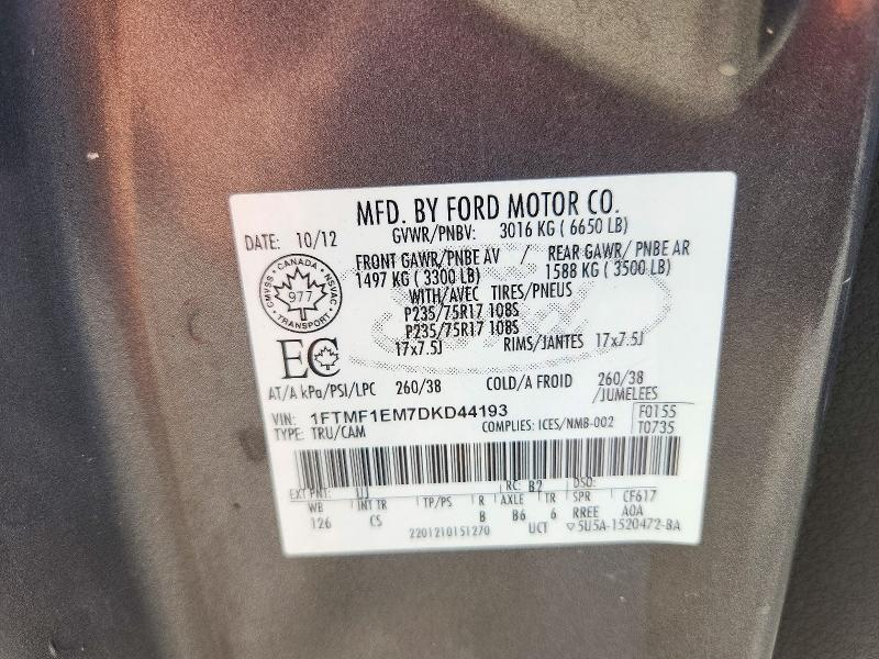73297056 :رقم المزاد ، 1FTMF1EM7DKD44193 vin ، 2013 Ford F150 مزاد بيع