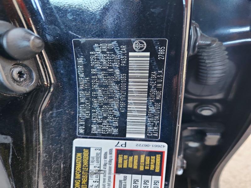 71496566 :رقم المزاد ، 4T1BF1FK2FU001069 vin ، 2015 Toyota Camry مزاد بيع