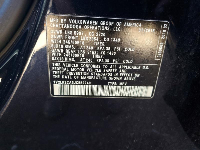 Aukcja sprzedaży 2018 Volkswagen Atlas, vin: 1V2LR2CA3JC552240, numer aukcji: 71884716