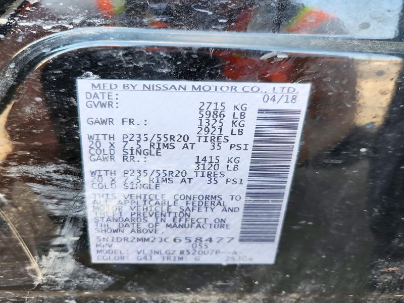 Aukcja sprzedaży 2018 Nissan Pathfinder, vin: 5N1DR2MM2JC658477, numer aukcji: 72806706