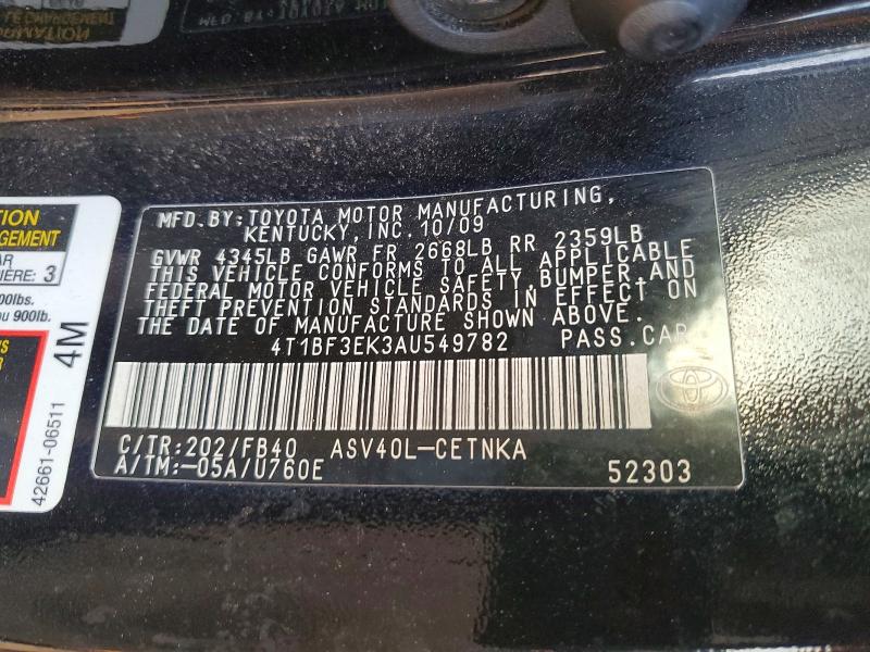 63435196 :رقم المزاد ، 4T1BF3EK3AU549782 vin ، 2010 Toyota Camry مزاد بيع