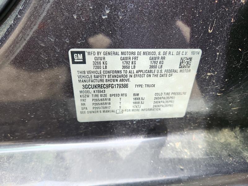 2015 Chevrolet Silverado მანქანა იყიდება აუქციონზე, vin: 3GCUKREC9FG179386, აუქციონის ნომერი: 72124276