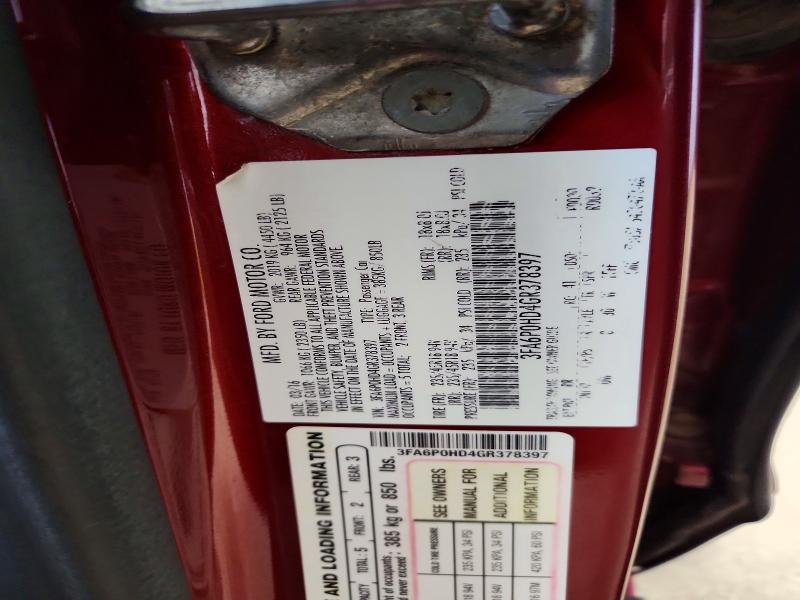 Aukcja sprzedaży 2016 Ford Fusion, vin: 3FA6P0HD4GR378397, numer aukcji: 70540006