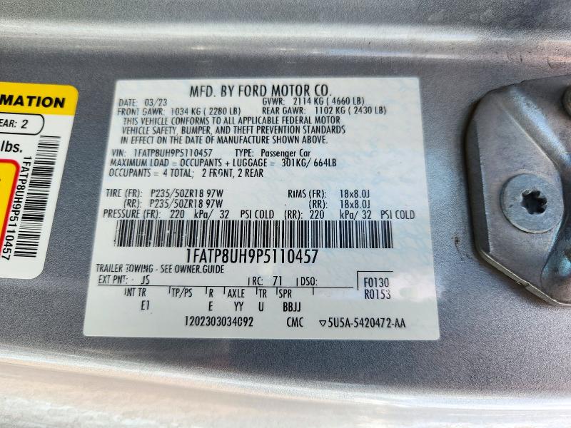 72813556 :رقم المزاد ، 1FATP8UH9P5110457 vin ، 2023 Ford Mustang مزاد بيع
