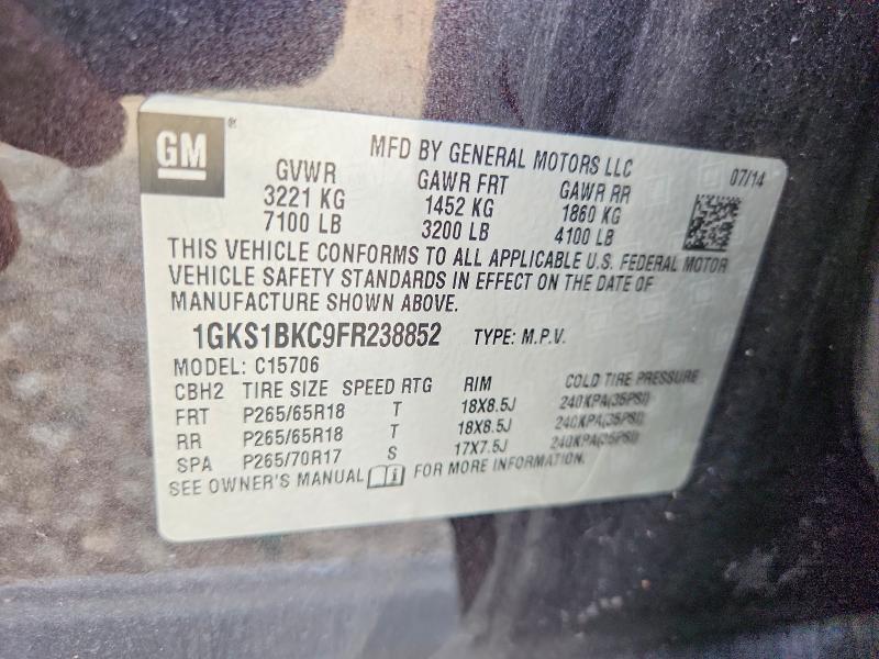 Продажа на аукционе авто 2015 Gmc Yukon, vin: 1GKS1BKC9FR238852, номер лота: 70676706