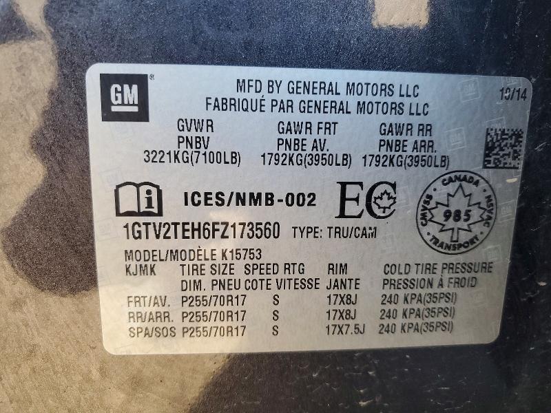Продажа на аукционе авто 2015 Gmc Sierra, vin: 1GTV2TEH6FZ173560, номер лота: 70523186
