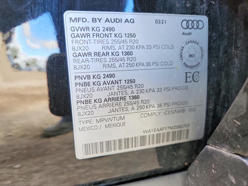 Продажа на аукционе авто 2021 Audi Q5, vin: WA1EAAFY7M2080763, номер лота: 71546026