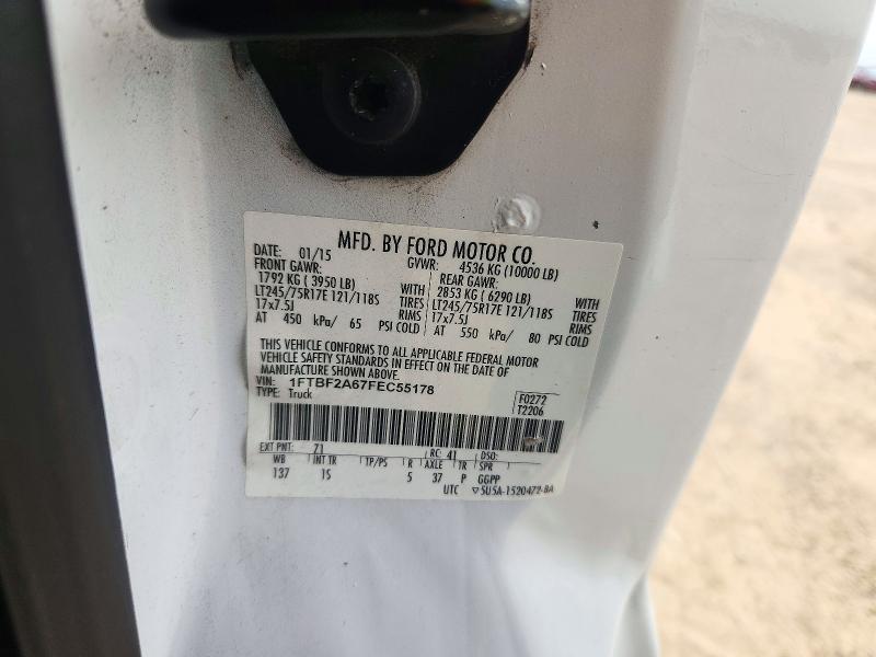 72534976 :رقم المزاد ، 1FTBF2A67FEC55178 vin ، 2015 Ford F250 مزاد بيع