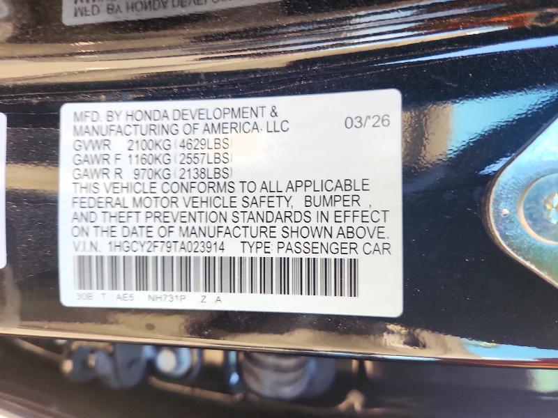 2026 Honda Accord მანქანა იყიდება აუქციონზე, vin: 1HGCY2F79TA023914, აუქციონის ნომერი: 69792506