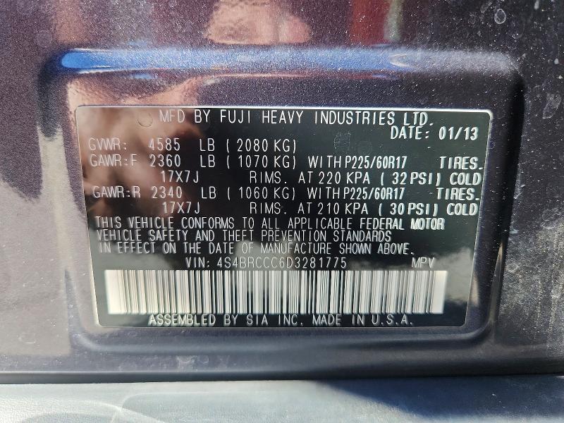 71373036 :رقم المزاد ، 4S4BRCCC6D3281775 vin ، 2013 Subaru Outback مزاد بيع
