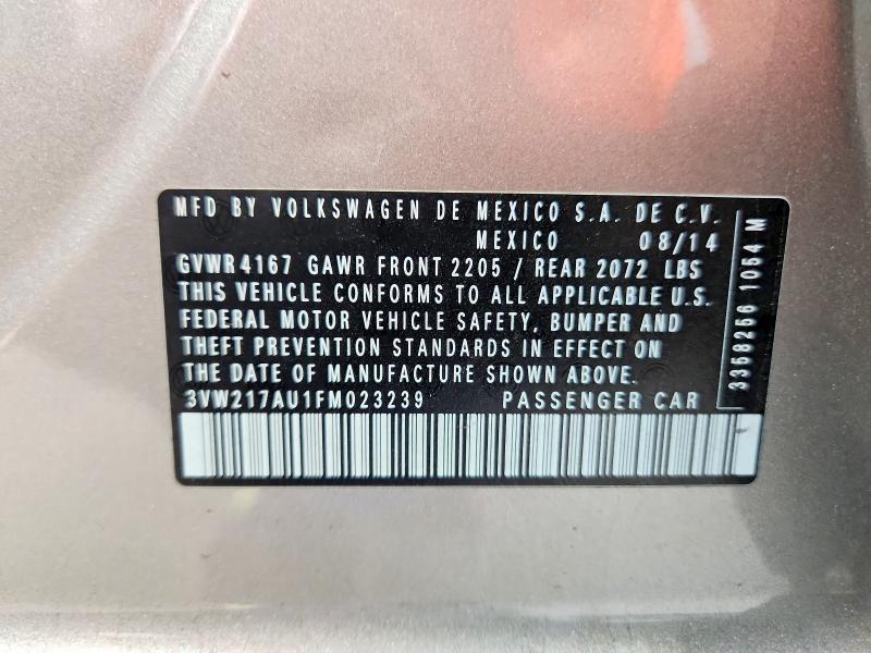Продажа на аукционе авто 2015 Volkswagen Golf, vin: 3VW217AU1FM023239, номер лота: 71967126
