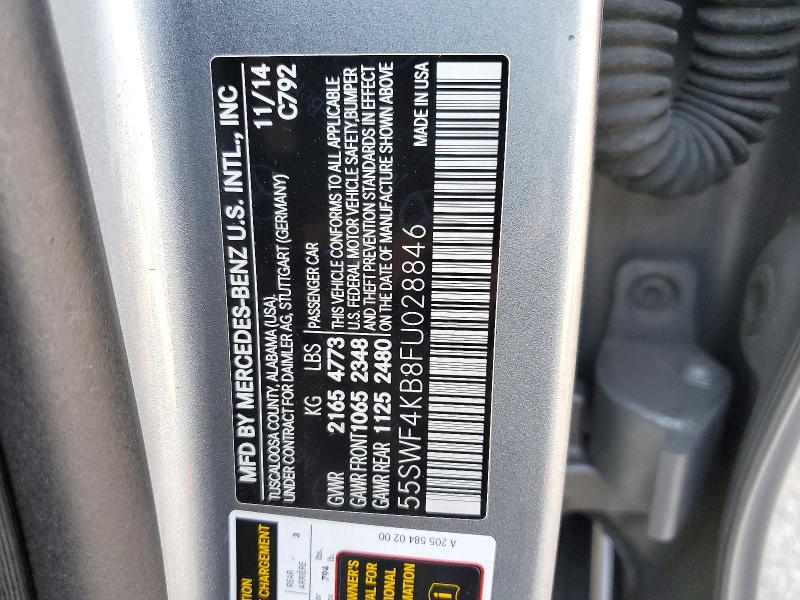 Auction sale of the 2015 Mercedes-benz C, vin: 55SWF4KB8FU028846, lot number: 72196176