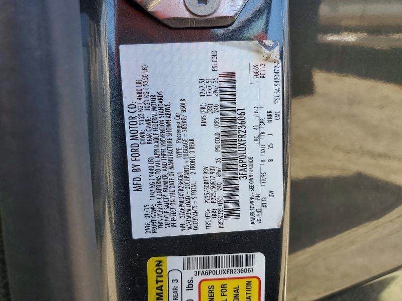 71631396 :رقم المزاد ، 3FA6P0LUXFR236061 vin ، 2015 Ford Fusion مزاد بيع