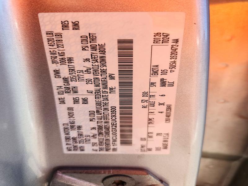 71315126 :رقم المزاد ، 1FMCU0GX2EUC93500 vin ، 2014 Ford Escape مزاد بيع