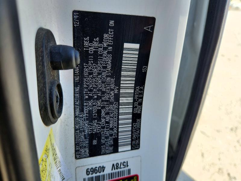 2012 Toyota Sienna მანქანა იყიდება აუქციონზე, vin: 5TDKK3DC0CS207952, აუქციონის ნომერი: 71691206