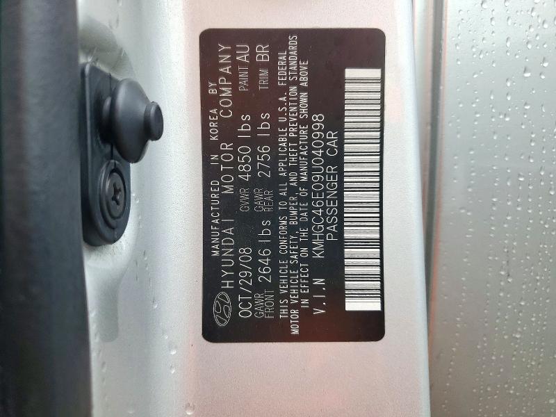 Auction sale of the 2009 Hyundai Genesis, vin: KMHGC46E09U040998, lot number: 73772766