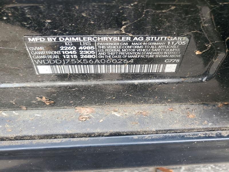 72168046 :رقم المزاد ، WDDDJ75X56A060264 vin ، 2006 Mercedes-benz Cls مزاد بيع