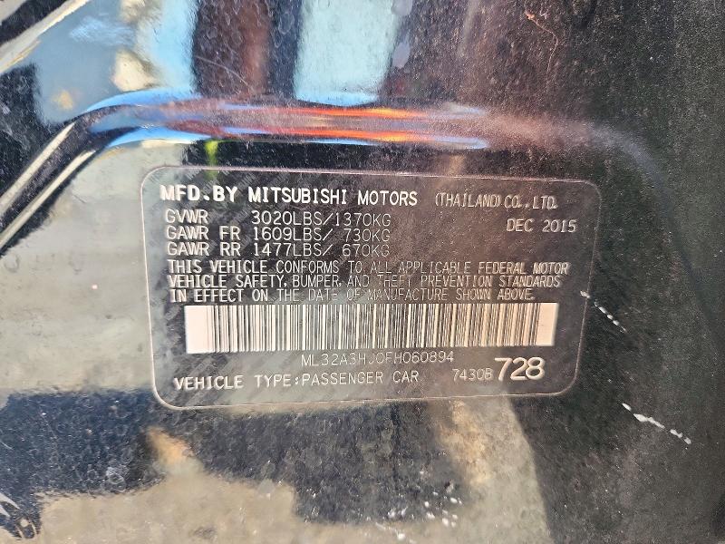 Aukcja sprzedaży 2015 Mitsubishi Mirage, vin: ML32A3HJ0FH060894, numer aukcji: 71555546