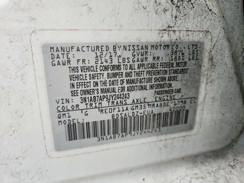 2018 Nissan Sentra მანქანა იყიდება აუქციონზე, vin: 3N1AB7AP9JY244243, აუქციონის ნომერი: 71485196